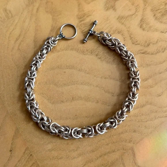 Sterling Silver Byzantine Chain Bracelet - Picture 4 of 5